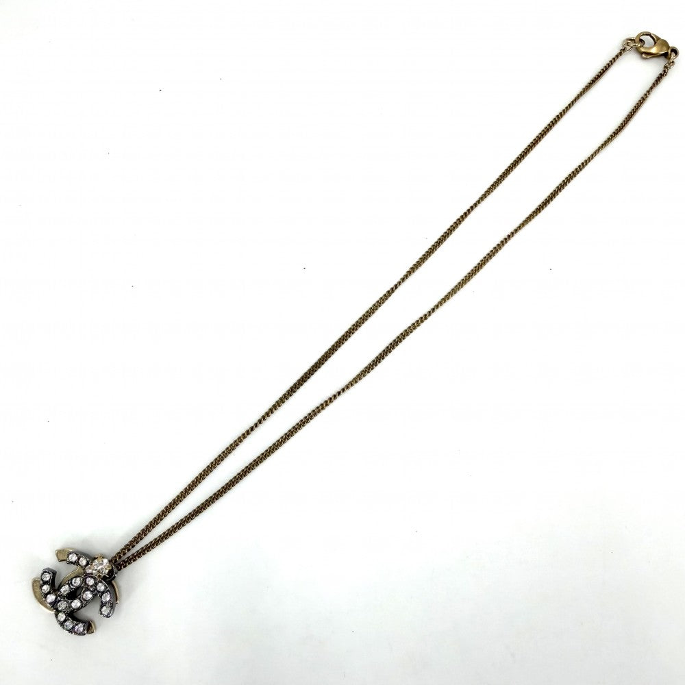CHANEL シャネル ネックレス ココマーク アクセサリー GP ラインストーン 06P ゴールド シルバー レディース 約8.0g 2006年【中古品】