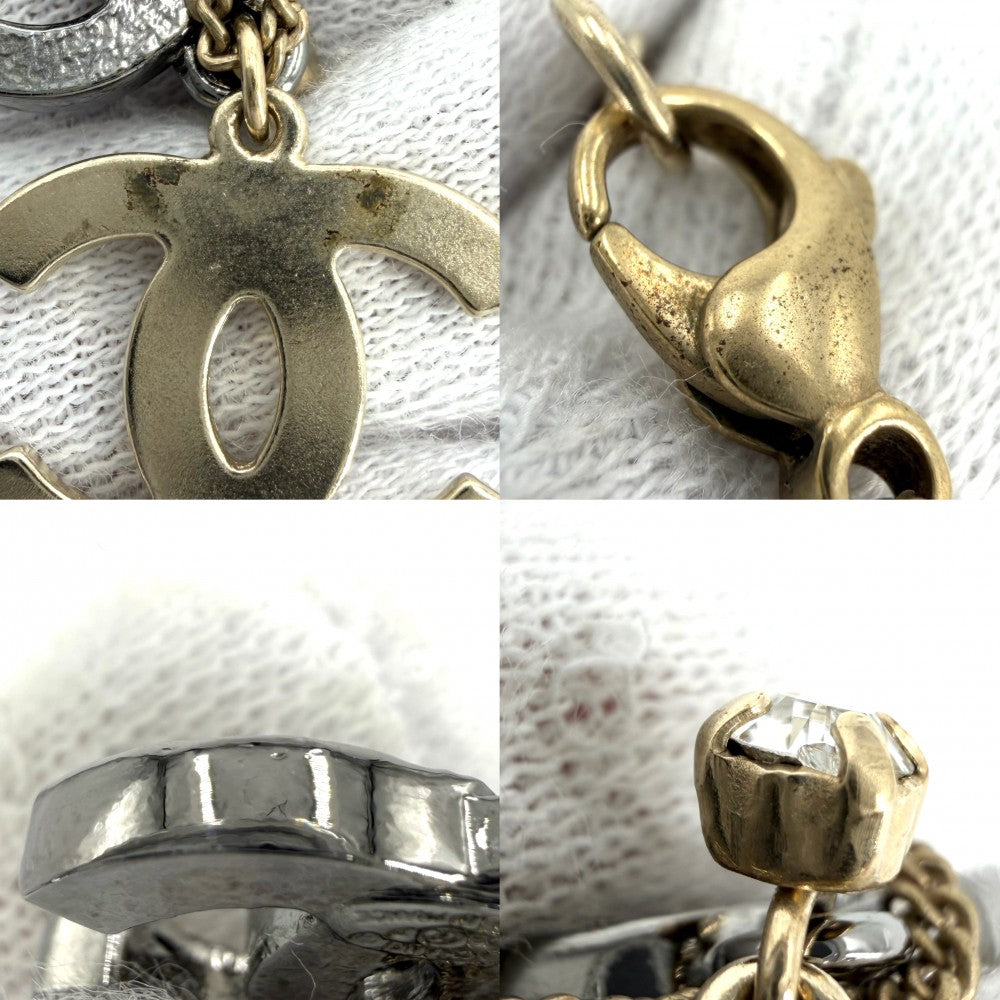 CHANEL シャネル ネックレス ココマーク アクセサリー GP ラインストーン 06P ゴールド シルバー レディース 約8.0g 2006年【中古品】