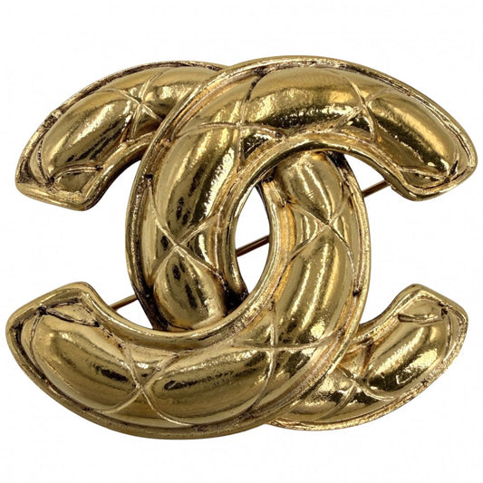 CHANEL シャネル ブローチ マトラッセ ココマーク アクセサリー ヴィンテージ GP ゴールド レディース 約18.3g【中古品】