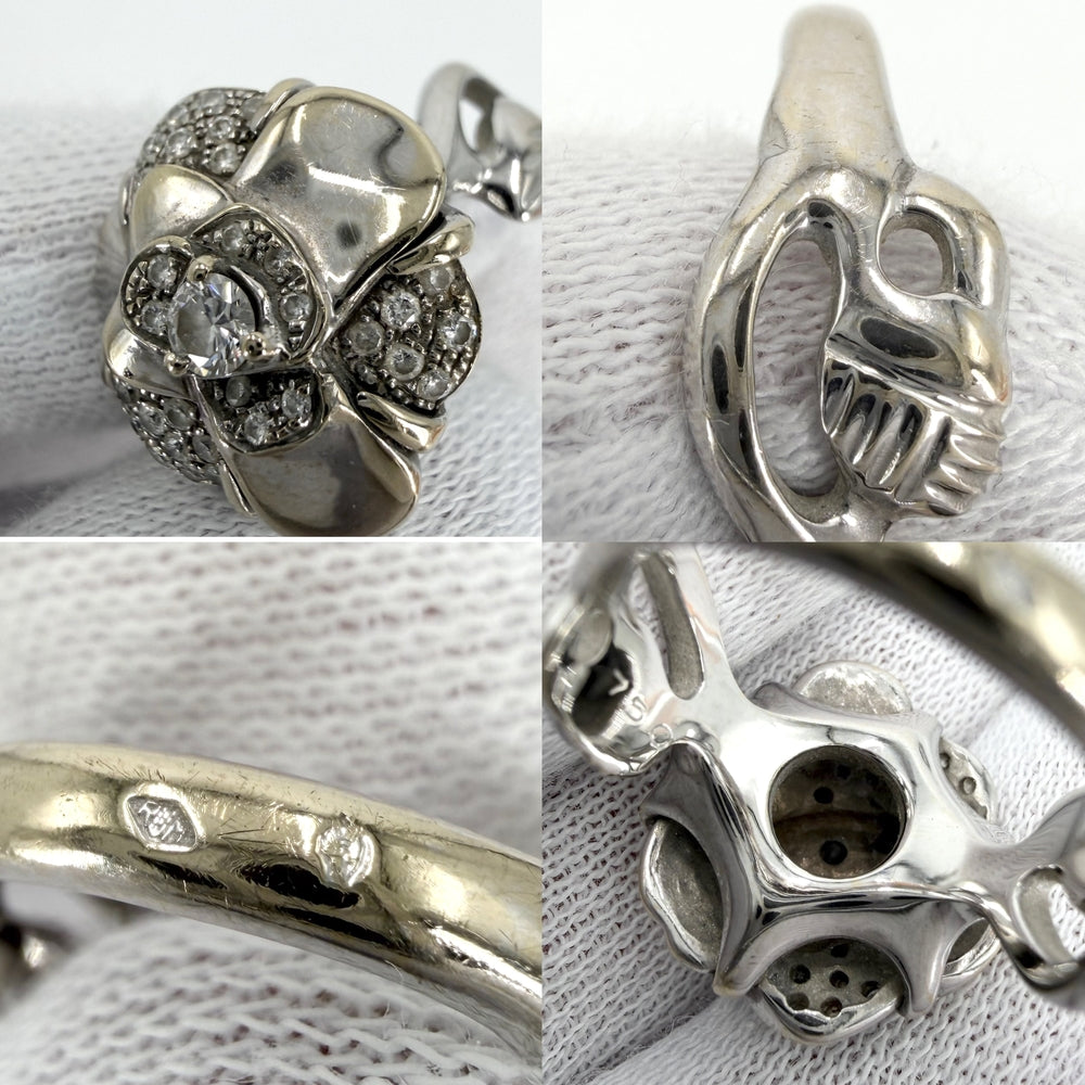 CHANEL シャネル 指輪 リング カメリア アクセサリー ジュエリー Au750 18金WG K18ホワイトゴールド ダイヤモンド 約13.5号 レディース 約10.4g【中古品】