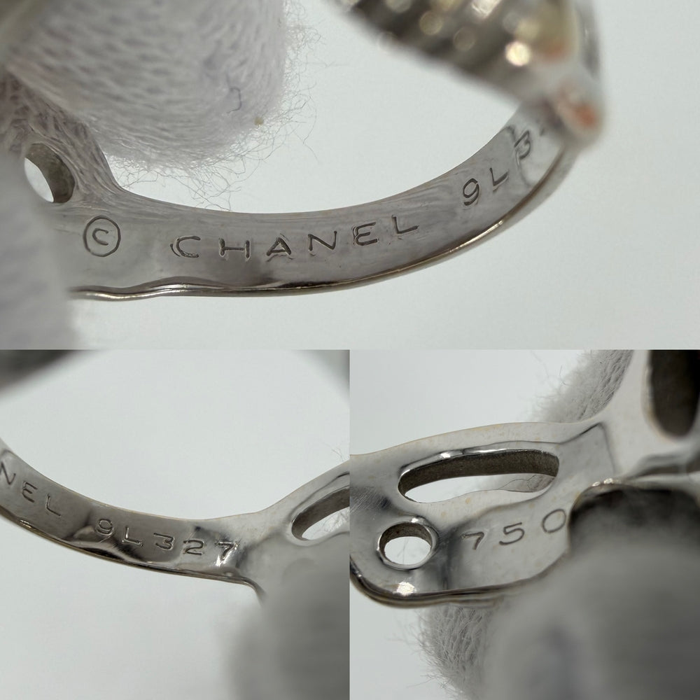 CHANEL シャネル 指輪 リング カメリア アクセサリー ジュエリー Au750 18金WG K18ホワイトゴールド ダイヤモンド 約13.5号 レディース 約10.4g【中古品】