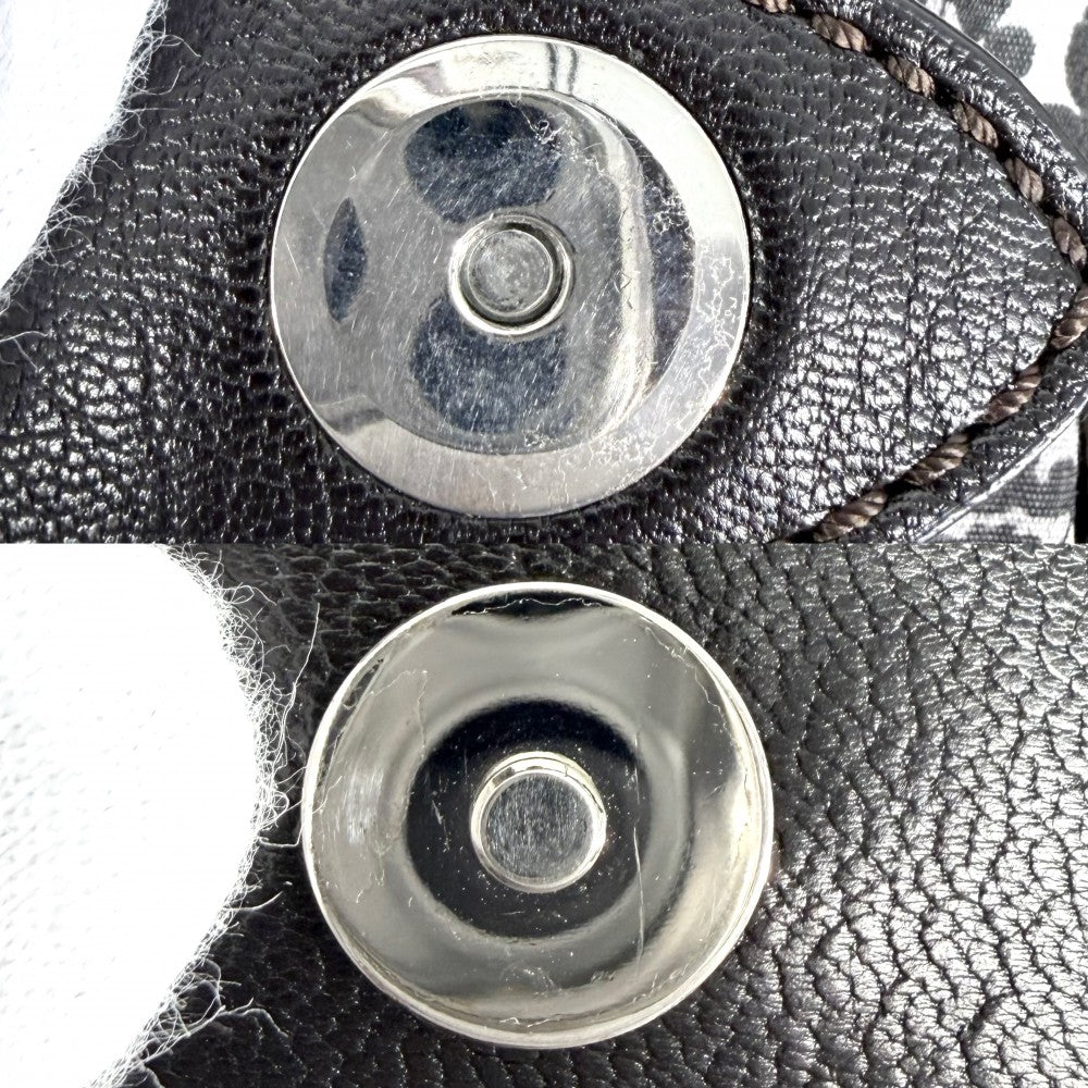 CELINE セリーヌ トートバッグ マカダム ハンドバッグ デニム レザー ネイビー 紺 シルバー金具 レディース【中古品】