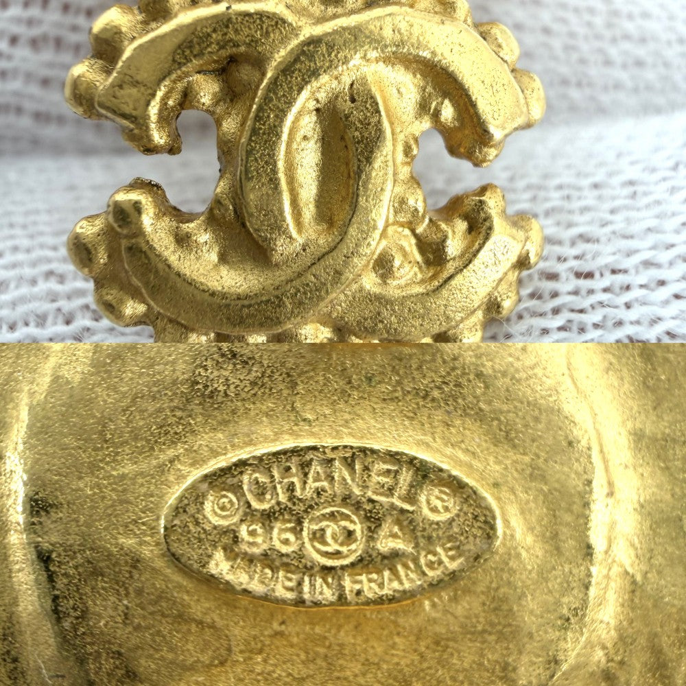 CHANEL シャネル イヤリング ココマーク アクセサリー ヴィンテージ GP カラーストーン 96A ゴールド ブルー 青 レディース 約16.1g 1996年【中古品】