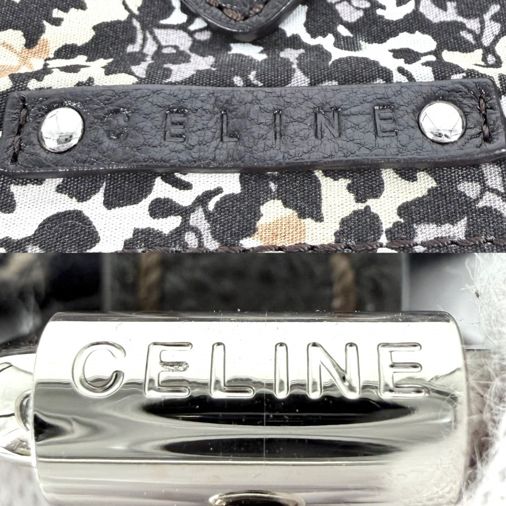 CELINE セリーヌ トートバッグ マカダム ハンドバッグ デニム レザー ネイビー 紺 シルバー金具 レディース【中古品】