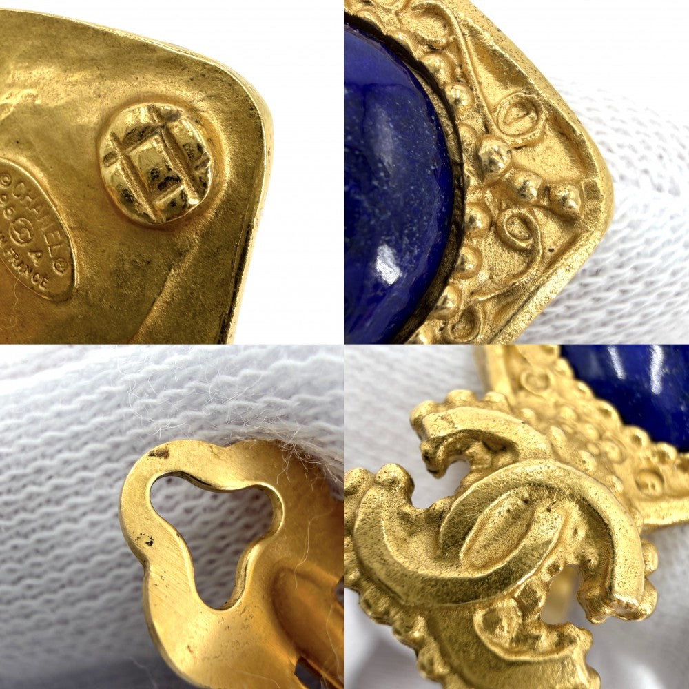 CHANEL シャネル イヤリング ココマーク アクセサリー ヴィンテージ GP カラーストーン 96A ゴールド ブルー 青 レディース 約16.1g 1996年【中古品】