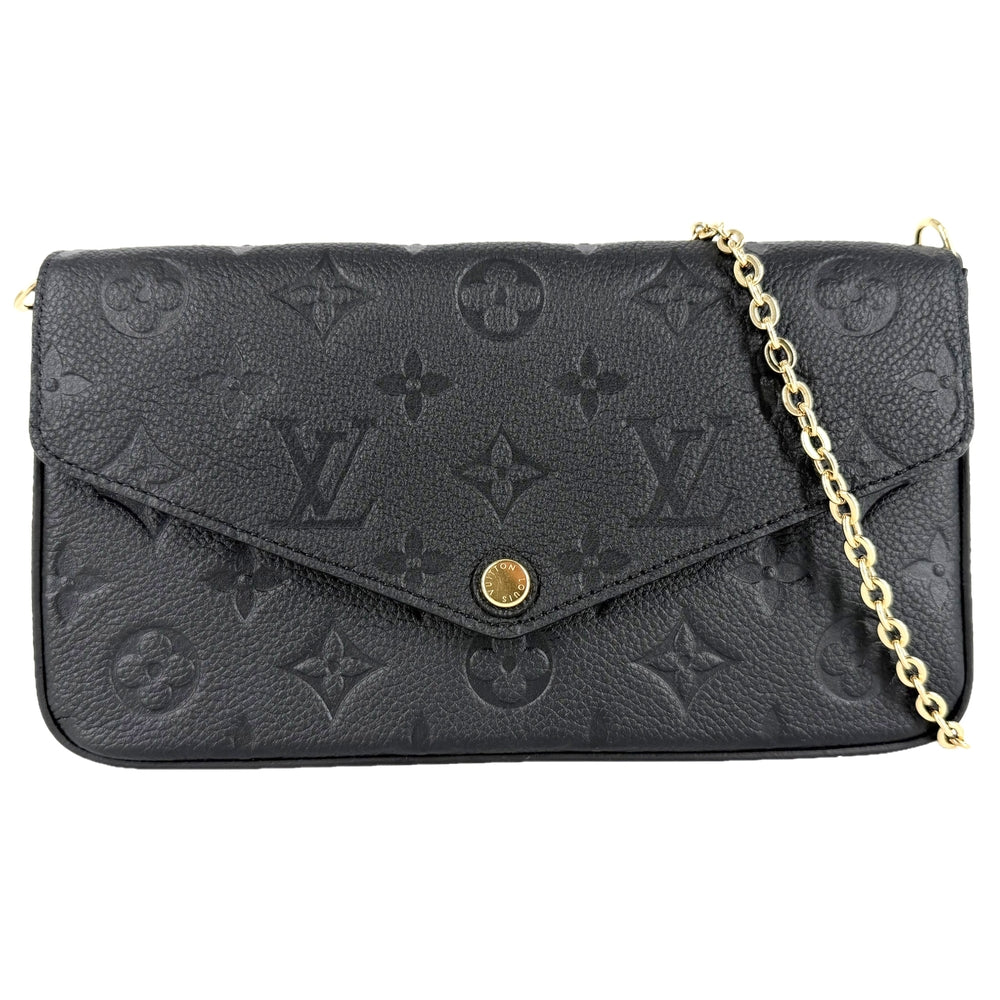 LOUIS VUITTON ルイヴィトン ショルダーバッグ ポシェットフェリシー チェーンウォレット M64064 モノグラムアンプラント ブラック 黒 ゴールド金具 レディース【中古品】