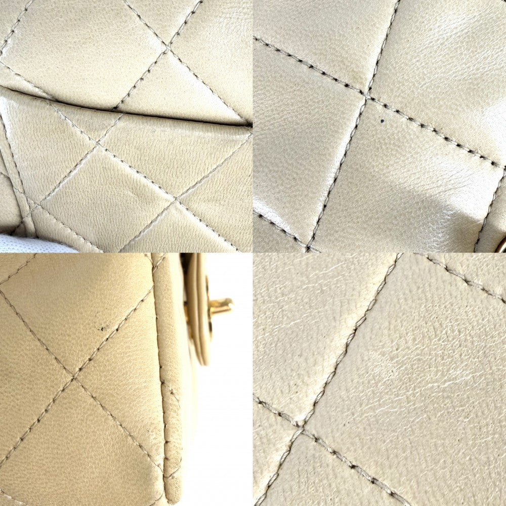 CHANEL シャネル ショルダーバッグ ミニマトラッセ チェーンショルダー ターンロック Mini Matelasse ヴィンテージ ココマーク ラムスキン ベージュ ゴールド金具 レディース【中古品】