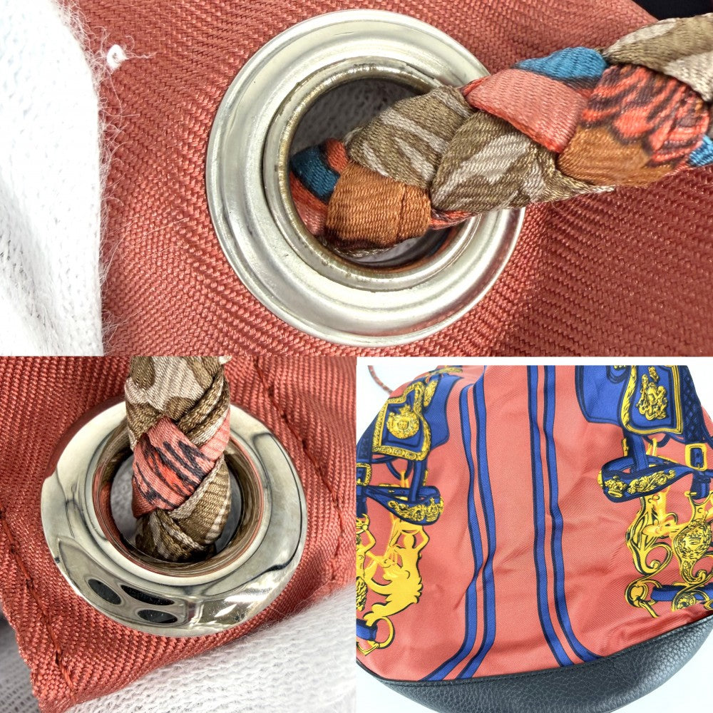 HERMES エルメス ショルダーバッグ BRIDES de GALA ソワクール22 巾着バッグ リュックサック 2WAY 式典用の馬勅 □Q刻印 シルク レザー ブラウン系 ゴールド シルバー金具 レディース 2013年【中古品】