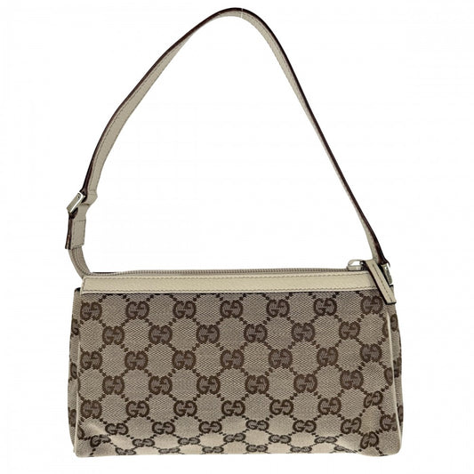 GUCCI グッチ ハンドバッグ アビー アクセサリーポーチ 小さめ 145750 GGキャンバス レザー ベージュ ゴールド金具 レディース【中古品】