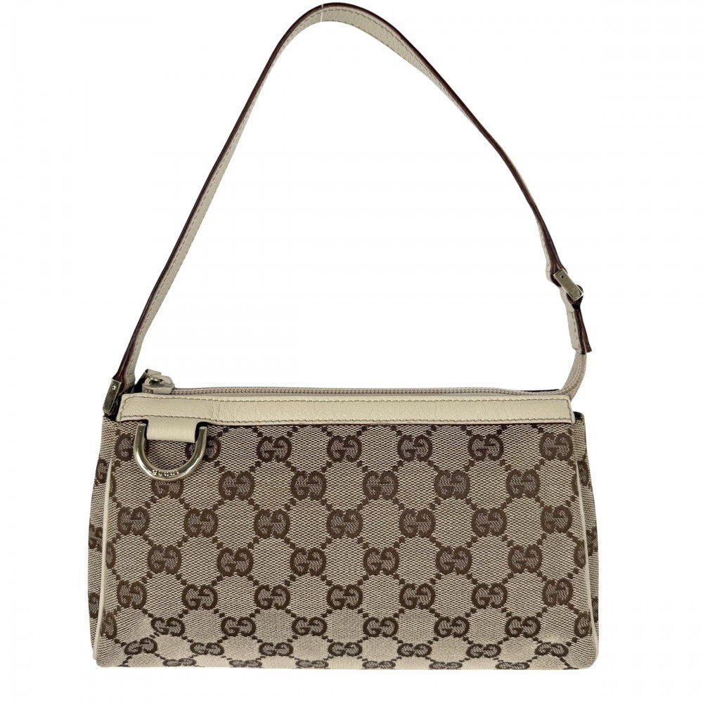 GUCCI グッチ ハンドバッグ アビー アクセサリーポーチ 小さめ 145750 GGキャンバス レザー ベージュ ゴールド金具 レディース【中古品】