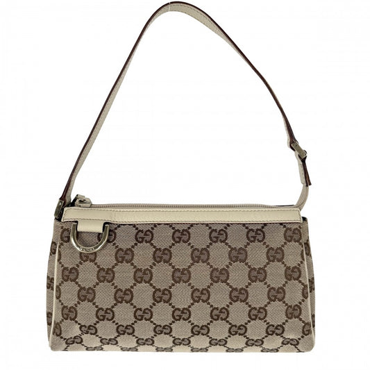 GUCCI グッチ ハンドバッグ アビー アクセサリーポーチ 小さめ 145750 GGキャンバス レザー ベージュ ゴールド金具 レディース【中古品】