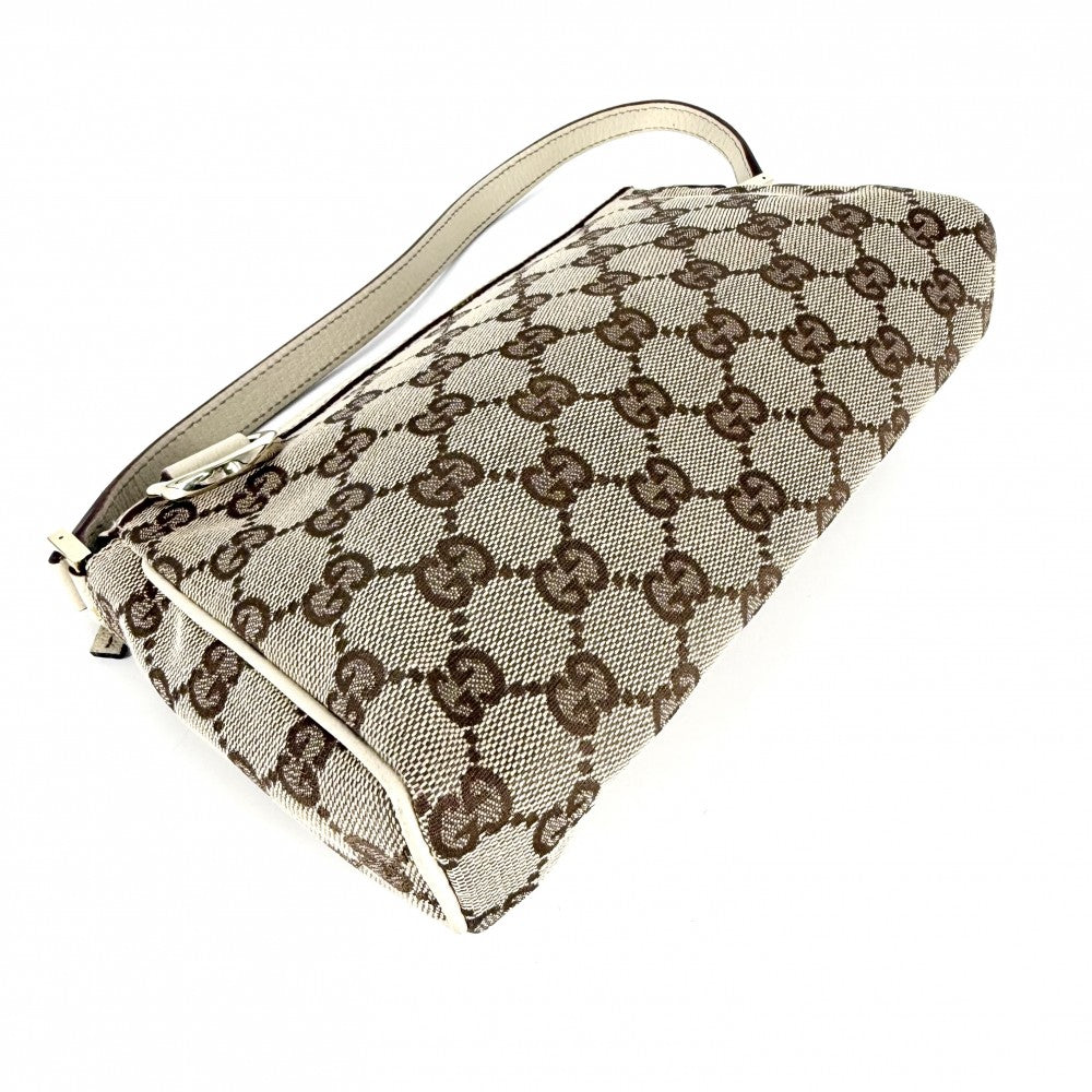 GUCCI グッチ ハンドバッグ アビー アクセサリーポーチ 小さめ 145750 GGキャンバス レザー ベージュ ゴールド金具 レディース【中古品】