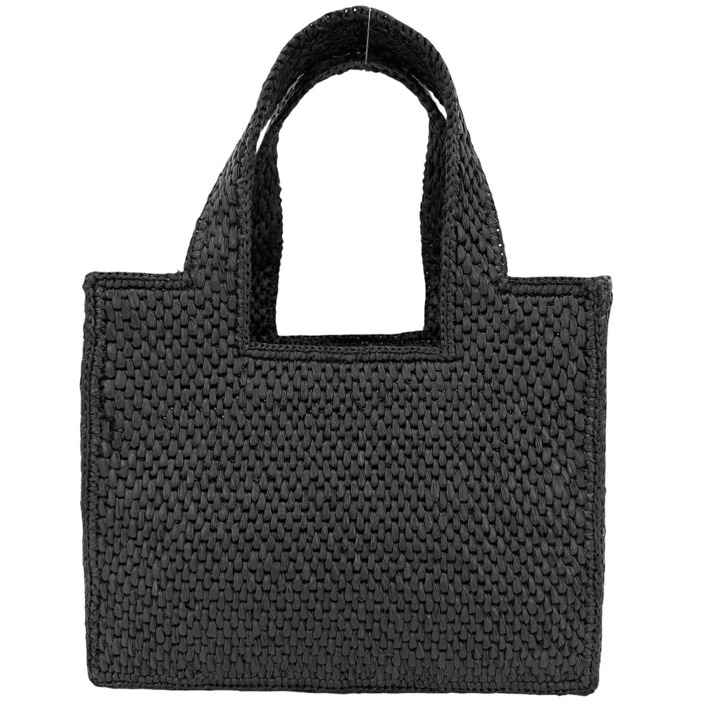 LOEWE ロエベ 2WAY ロエベフォント トートスモール ショルダーバッグ ハンドバッグ かごバッグ ラフィア レザー ブラック 黒 ゴールド金具 レディース【中古品】