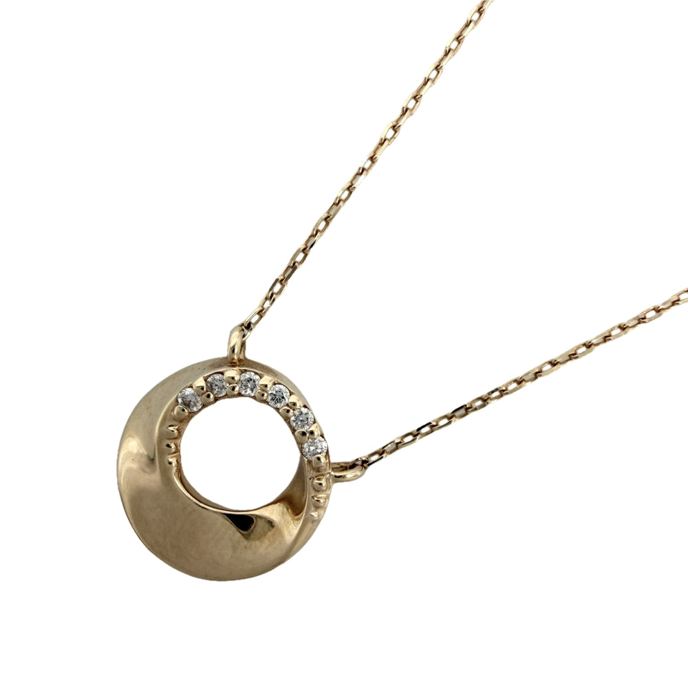 Ponte Vecchio ポンテヴェキオ ネックレス アローネ ジュエリー アクセサリー Alone 10金PG K10ピンクゴールド ダイヤモンド0.02ct レディース 約1.1g【中古品】