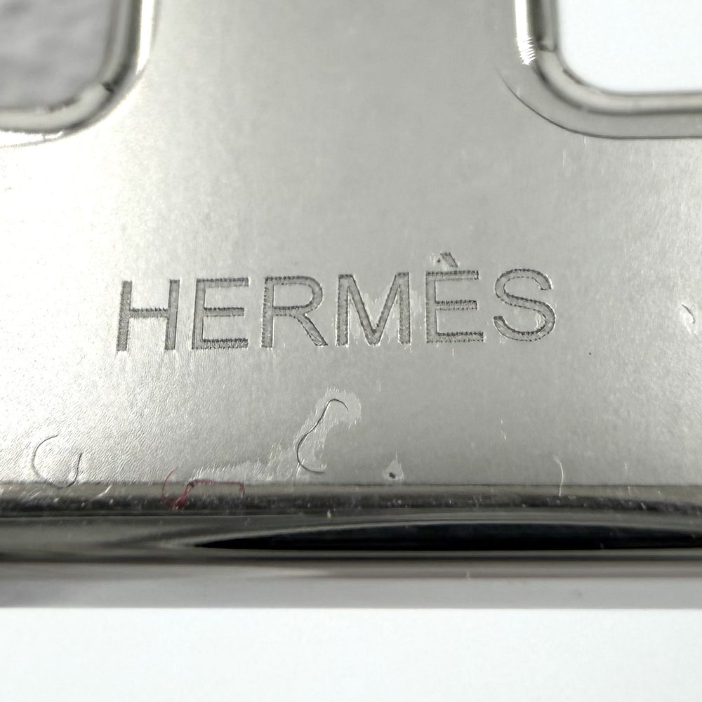 HERMES エルメス ブローチ シェーヌダンクル アクセサリー レザー ブラック 黒 レディース 約14.4g【中古品】