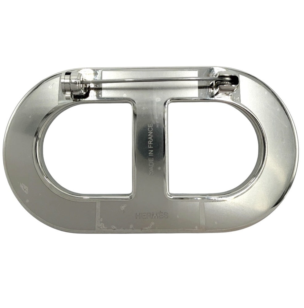 HERMES エルメス ブローチ シェーヌダンクル アクセサリー レザー ブラック 黒 レディース 約14.4g【中古品】