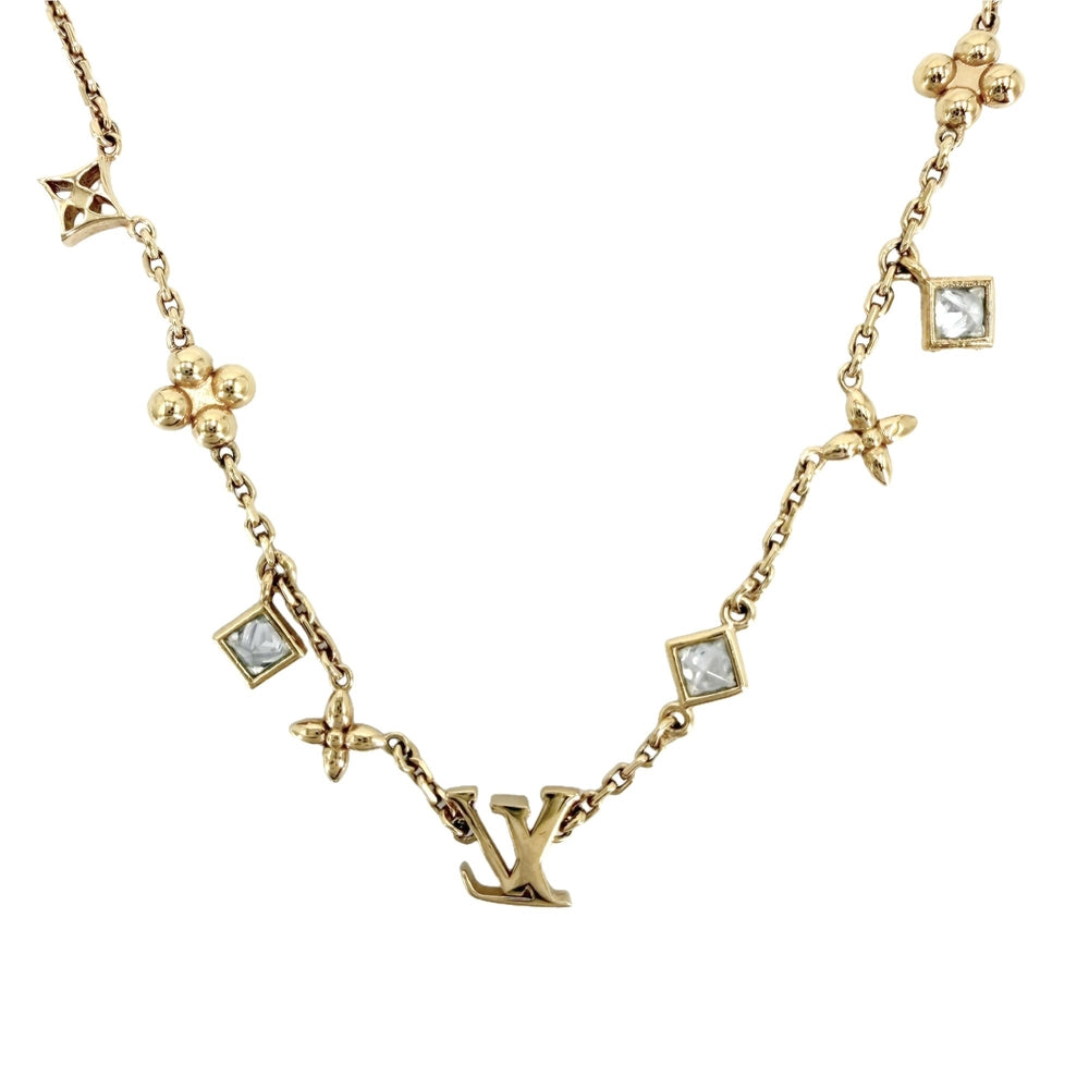 LOUIS VUITTON ルイヴィトン ネックレス LV･インザスカイ アクセサリー ペンダント ラインストーン M01322 ゴールド レディース 約5.3g【中古品】