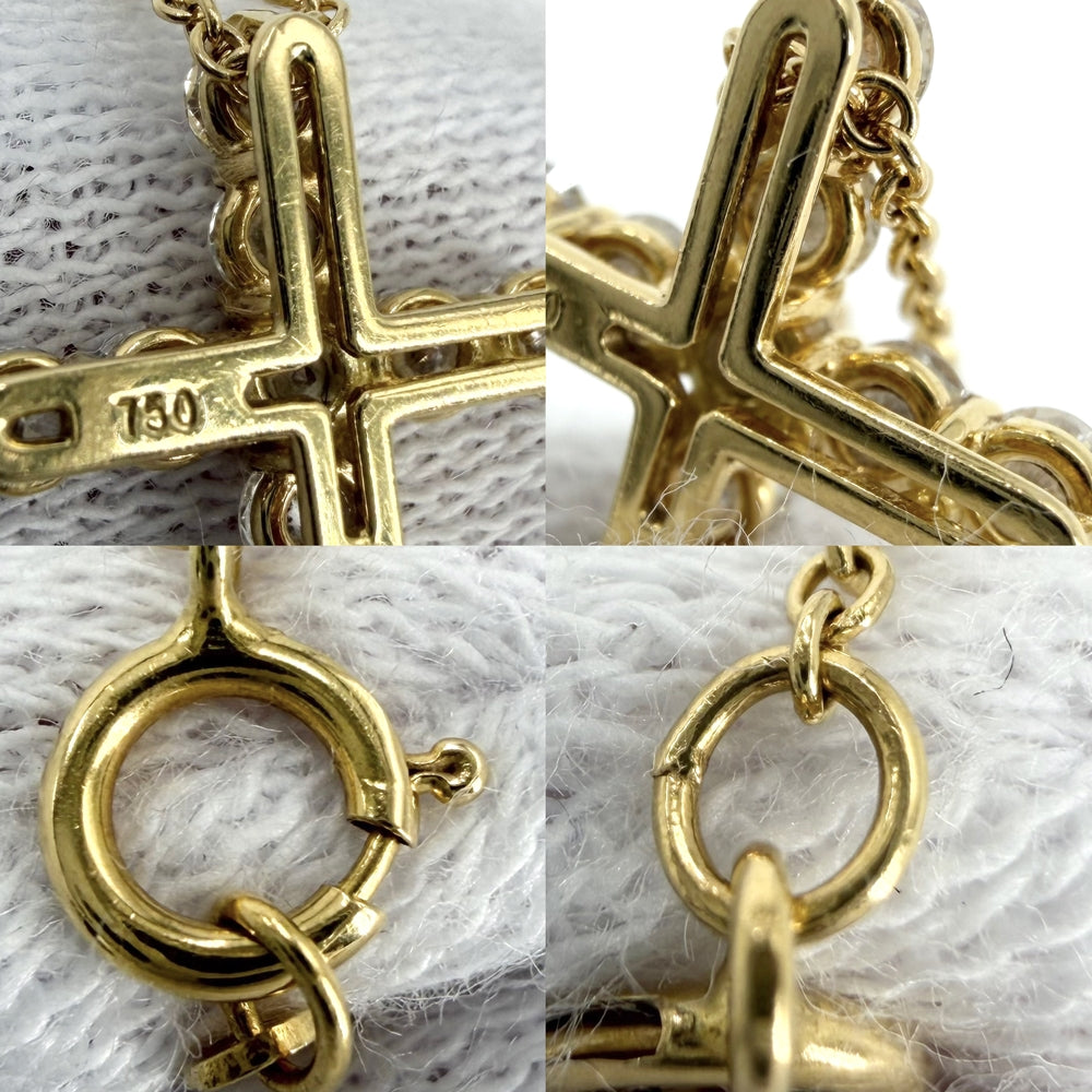 TIFFANY&Co. ティファニー ネックレス ジュエリー アクセサリー クロスペンダント スモール 18金YG Au750 K18イエローゴールド ダイヤモンド0.42ct レディース 約2.6g【中古品】