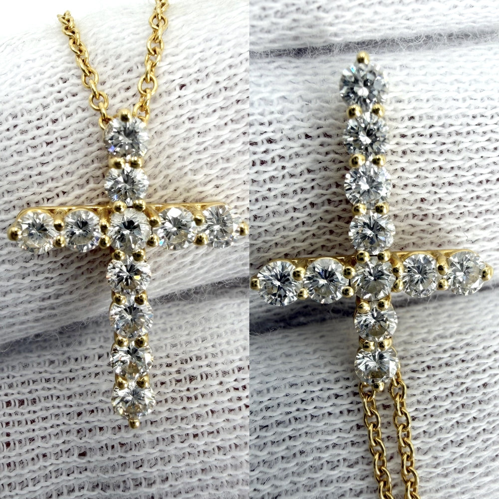 TIFFANY&Co. ティファニー ネックレス ジュエリー アクセサリー クロスペンダント スモール 18金YG Au750 K18イエローゴールド ダイヤモンド0.42ct レディース 約2.6g【中古品】
