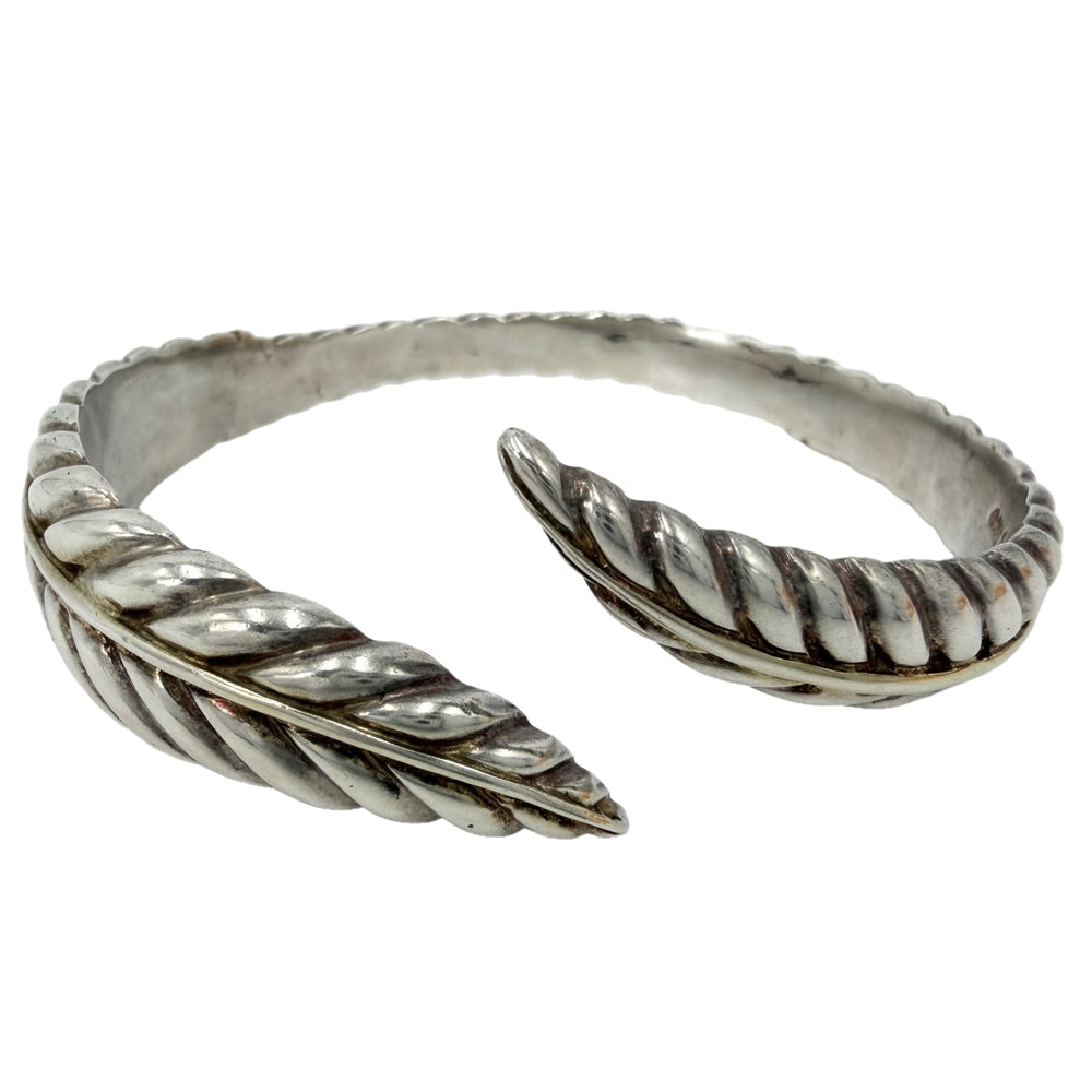 TIFFANY&Co. ティファニー バングル フェザーリーフ ジュエリー アクセサリー 18金YG Au750 シルバー925 K18イエローゴールド レディース 約53.2g【中古品】