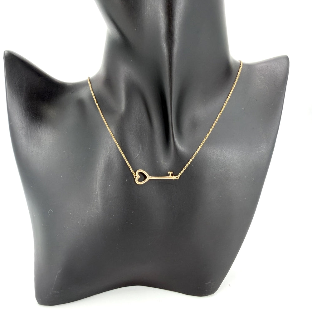 TIFFANY&Co. ティファニー ネックレス ハート キー キーモチーフ ジュエリー アクセサリー 18金PG Au750 K18ピンクゴールド レディース 約2.3g【中古品】