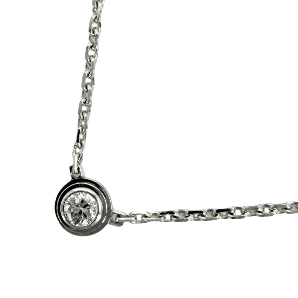 CARTIER カルティエ ネックレス ダムール XS 一粒ダイヤ アクセサリー ジュエリー Au750 18金WG K18ホワイトゴールド ダイヤモンド レディース 約2.2g【中古品】
