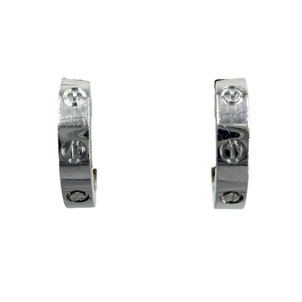 CARTIER カルティエ ピアス フープピアス ミニラブ ビスモチーフ 小さめ 18金WG Au750 ジュエリー アクセサリー K18ホワイトゴールド レディース 約3.8g【中古品】