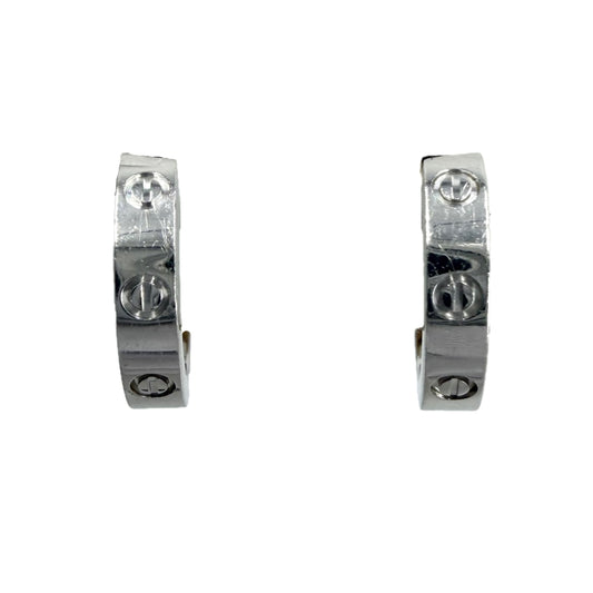 CARTIER カルティエ ピアス フープピアス ミニラブ ビスモチーフ 小さめ 18金WG Au750 ジュエリー アクセサリー K18ホワイトゴールド レディース 約3.8g【中古品】