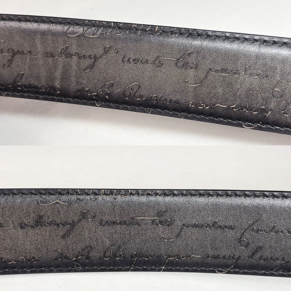 Berluti ベルルッティ ベルト カリグラフィ ヴェネチアスクリット B ヴォリュート 95/38 ファッションアイテム 小物 レザー ブラック 黒 ブラウン 茶 ガンメタル金具 メンズ【中古品】