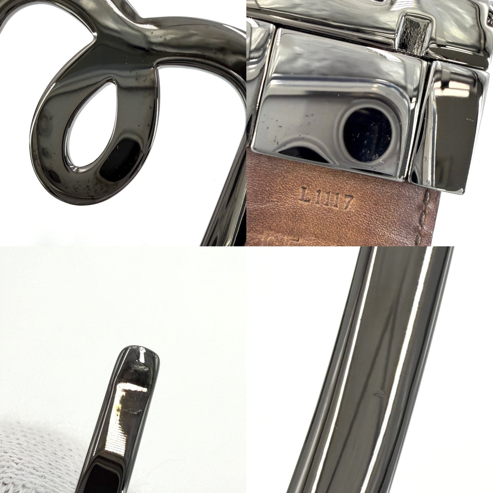 Berluti ベルルッティ ベルト カリグラフィ ヴェネチアスクリット B ヴォリュート 95/38 ファッションアイテム 小物 レザー ブラック 黒 ブラウン 茶 ガンメタル金具 メンズ【中古品】