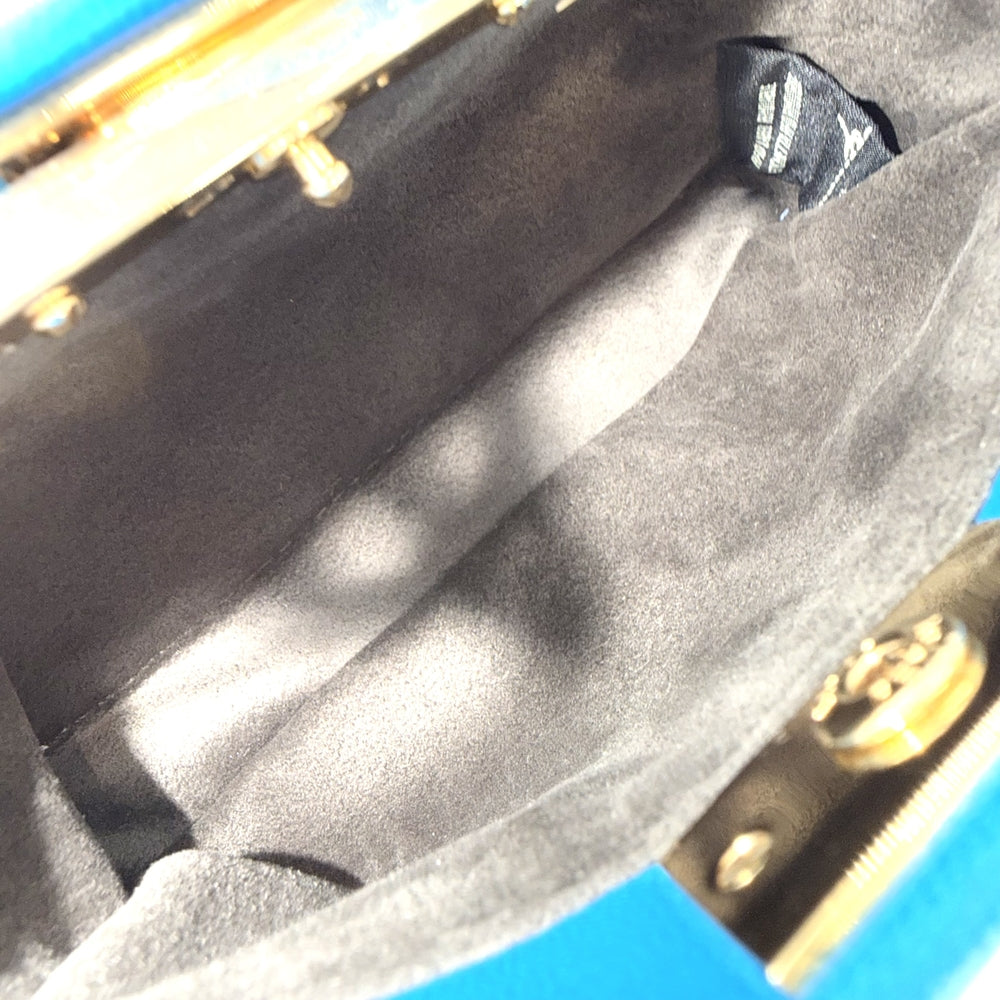 FENDI フェンディ 2WAY マイクロピーカブー ミニハンドバッグ ショルダーバッグ 8M0355 レザー ブルー 青 ゴールド金具 レディース【中古品】