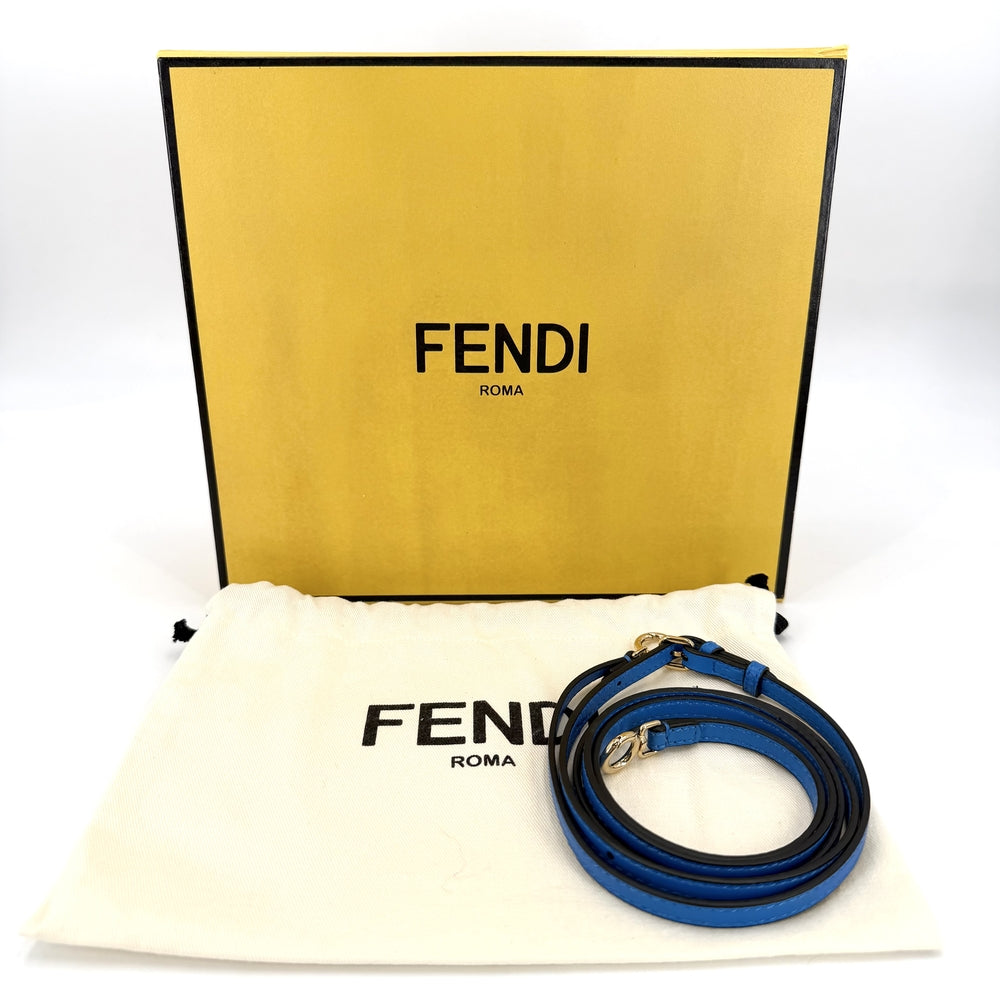 FENDI フェンディ 2WAY マイクロピーカブー ミニハンドバッグ ショルダーバッグ 8M0355 レザー ブルー 青 ゴールド金具 レディース【中古品】