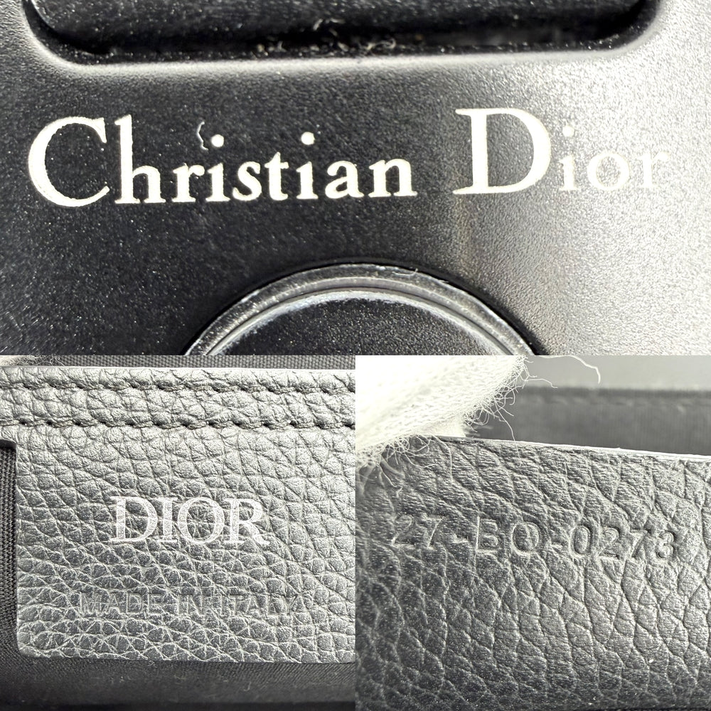 Christian Dior クリスチャンディオール ショルダーバッグ オブリーク Saddle フラップ付きメッセンジャーバッグ ミディアム レザー キャンバス ブラック 黒 ベージュ シルバー金具 メンズ【中古品】