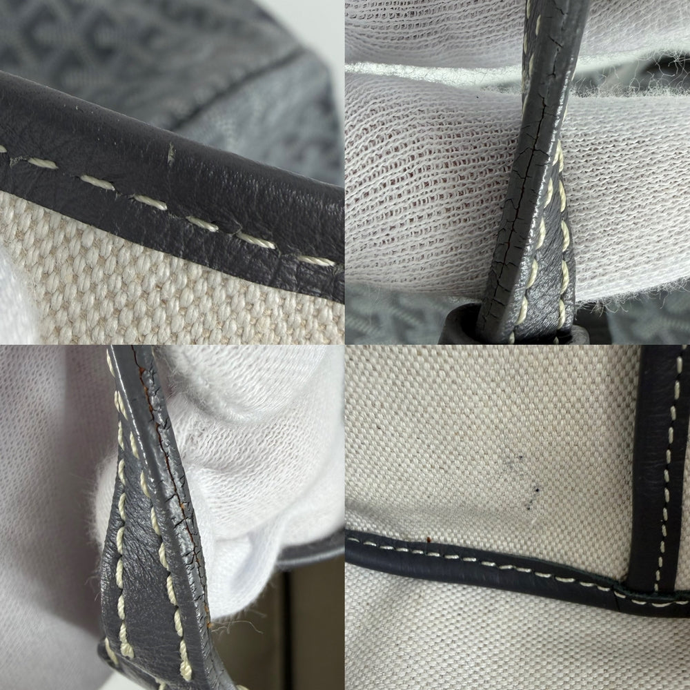 GOYARD ゴヤール トートバッグ ヘリンボーン サンルイGM ハンドバッグ ポーチ付き コーティングキャンバス レザー グレー シルバー金具 レディース【中古品】