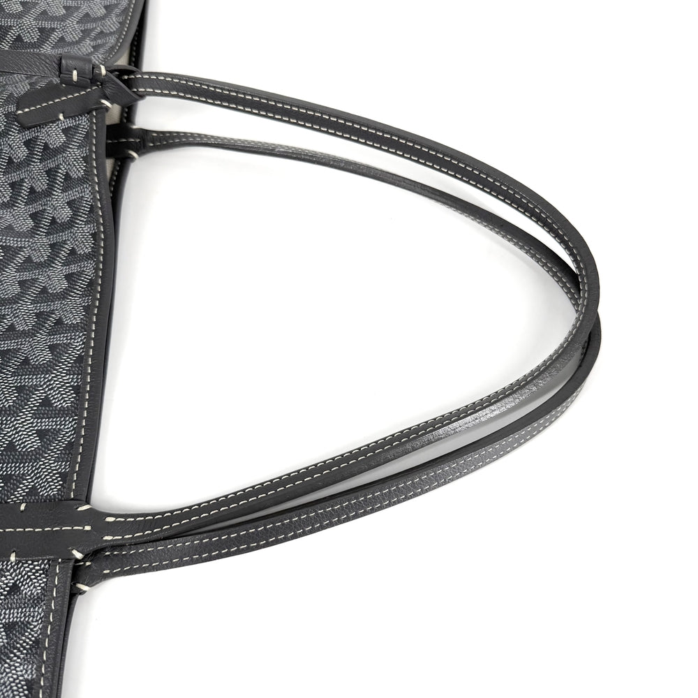 GOYARD ゴヤール トートバッグ ヘリンボーン サンルイGM ハンドバッグ ポーチ付き コーティングキャンバス レザー グレー シルバー金具 レディース【中古品】