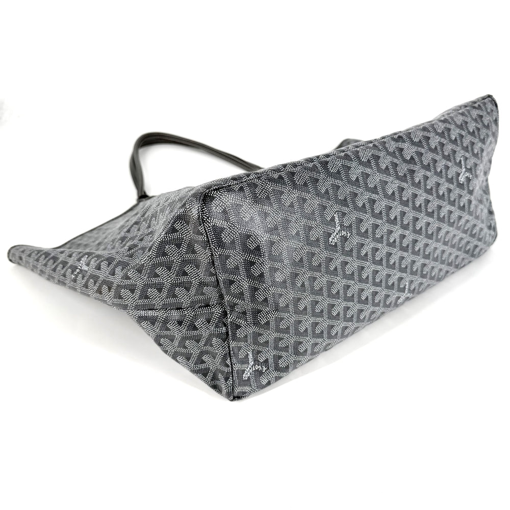 GOYARD ゴヤール トートバッグ ヘリンボーン サンルイGM ハンドバッグ ポーチ付き コーティングキャンバス レザー グレー シルバー金具 レディース【中古品】