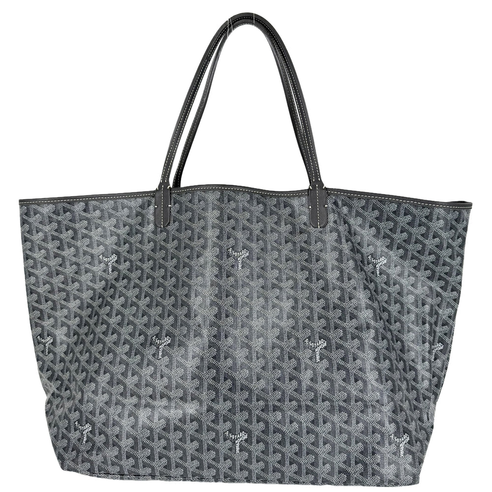 GOYARD ゴヤール トートバッグ ヘリンボーン サンルイGM ハンドバッグ ポーチ付き コーティングキャンバス レザー グレー シルバー金具 レディース【中古品】