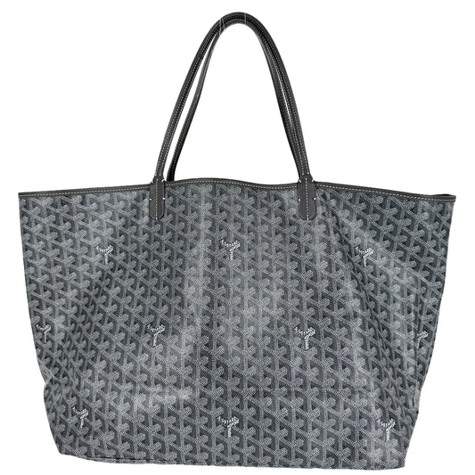 GOYARD ゴヤール トートバッグ ヘリンボーン サンルイGM ハンドバッグ ポーチ付き コーティングキャンバス レザー グレー シルバー金具 レディース【中古品】