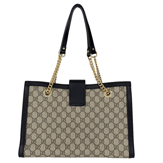 GUCCI グッチ トートバッグ ホースビット パドロック GG ミディアム ハンドバッグ 479197 GGスプリームキャンバス レザー ブラウン 茶 ブラック 黒 ゴールド金具 レディース【中古品】