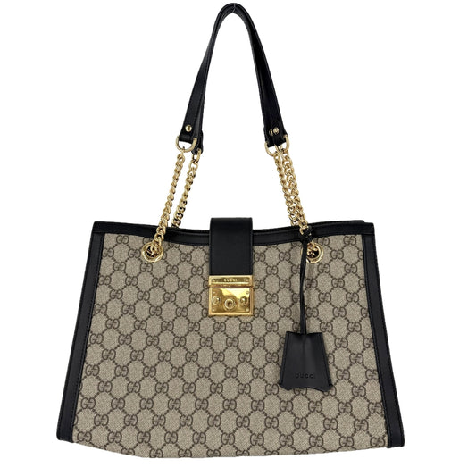 GUCCI グッチ トートバッグ ホースビット パドロック GG ミディアム ハンドバッグ 479197 GGスプリームキャンバス レザー ブラウン 茶 ブラック 黒 ゴールド金具 レディース【中古品】