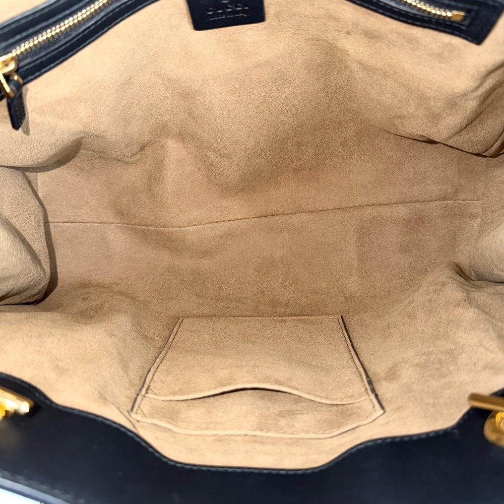 GUCCI グッチ トートバッグ ホースビット パドロック GG ミディアム ハンドバッグ 479197 GGスプリームキャンバス レザー ブラウン 茶 ブラック 黒 ゴールド金具 レディース【中古品】