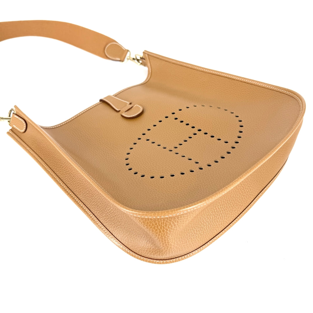 HERMES エルメス ショルダーバッグ エブリン１ GM Evelyne □A刻印 レザー ブラウン 茶 ゴールド金具 レディース 1997年【中古品】
