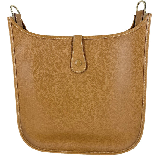 HERMES エルメス ショルダーバッグ エブリン１ GM Evelyne □A刻印 レザー ブラウン 茶 ゴールド金具 レディース 1997年【中古品】