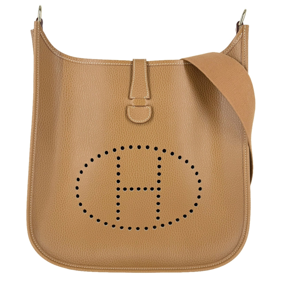 HERMES エルメス ショルダーバッグ エブリン１ GM Evelyne □A刻印 レザー ブラウン 茶 ゴールド金具 レディース 1997年【中古品】