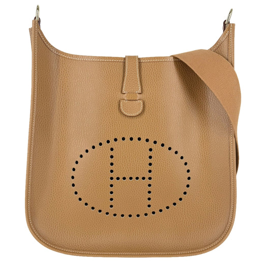 HERMES エルメス ショルダーバッグ エブリン１ GM Evelyne □A刻印 レザー ブラウン 茶 ゴールド金具 レディース 1997年【中古品】