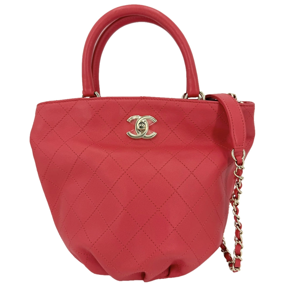 CHANEL シャネル 2WAY マトラッセ ハンドバッグ チェーンショルダーバッグ ココマーク レザー レッド系 ゴールド金具 レディース【中古品】