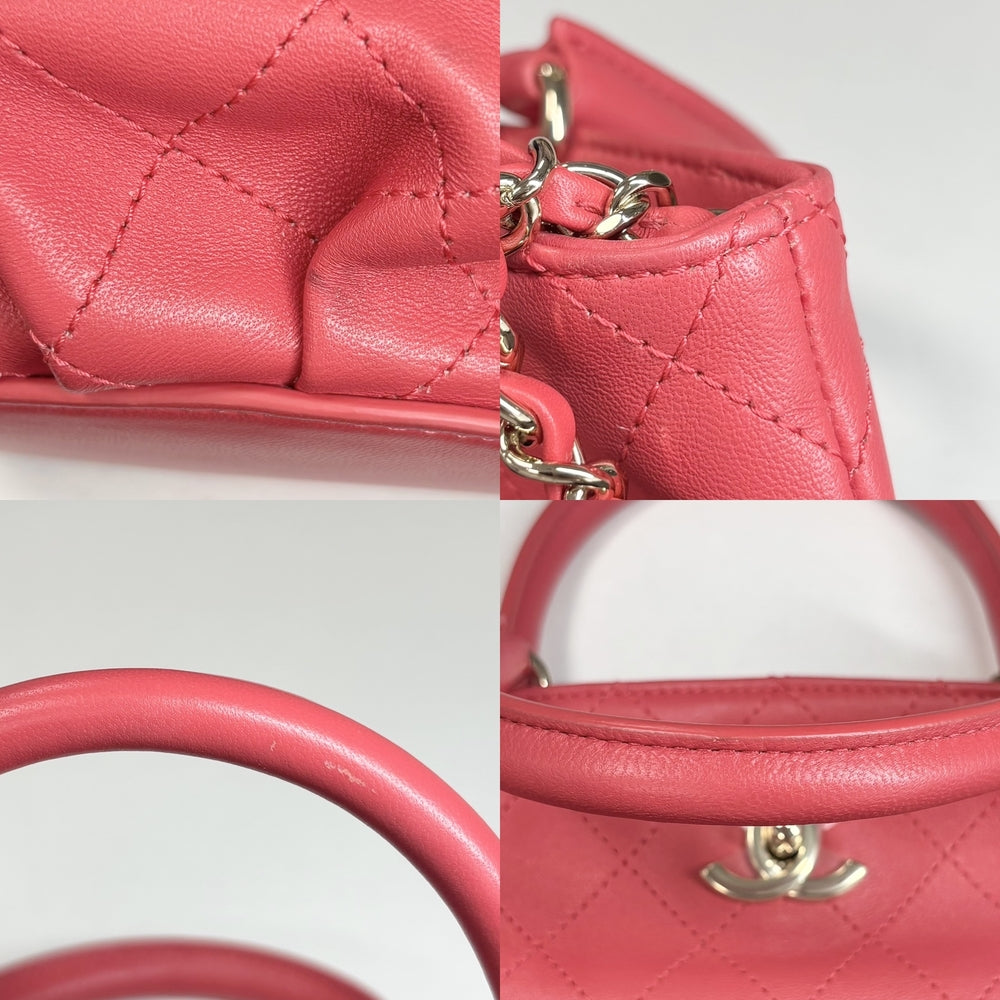 CHANEL シャネル 2WAY マトラッセ ハンドバッグ チェーンショルダーバッグ ココマーク レザー レッド系 ゴールド金具 レディース【中古品】