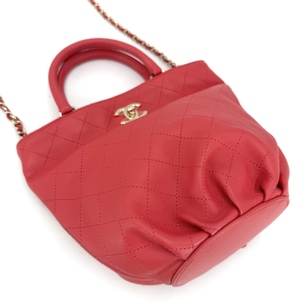 CHANEL シャネル 2WAY マトラッセ ハンドバッグ チェーンショルダーバッグ ココマーク レザー レッド系 ゴールド金具 レディース【中古品】