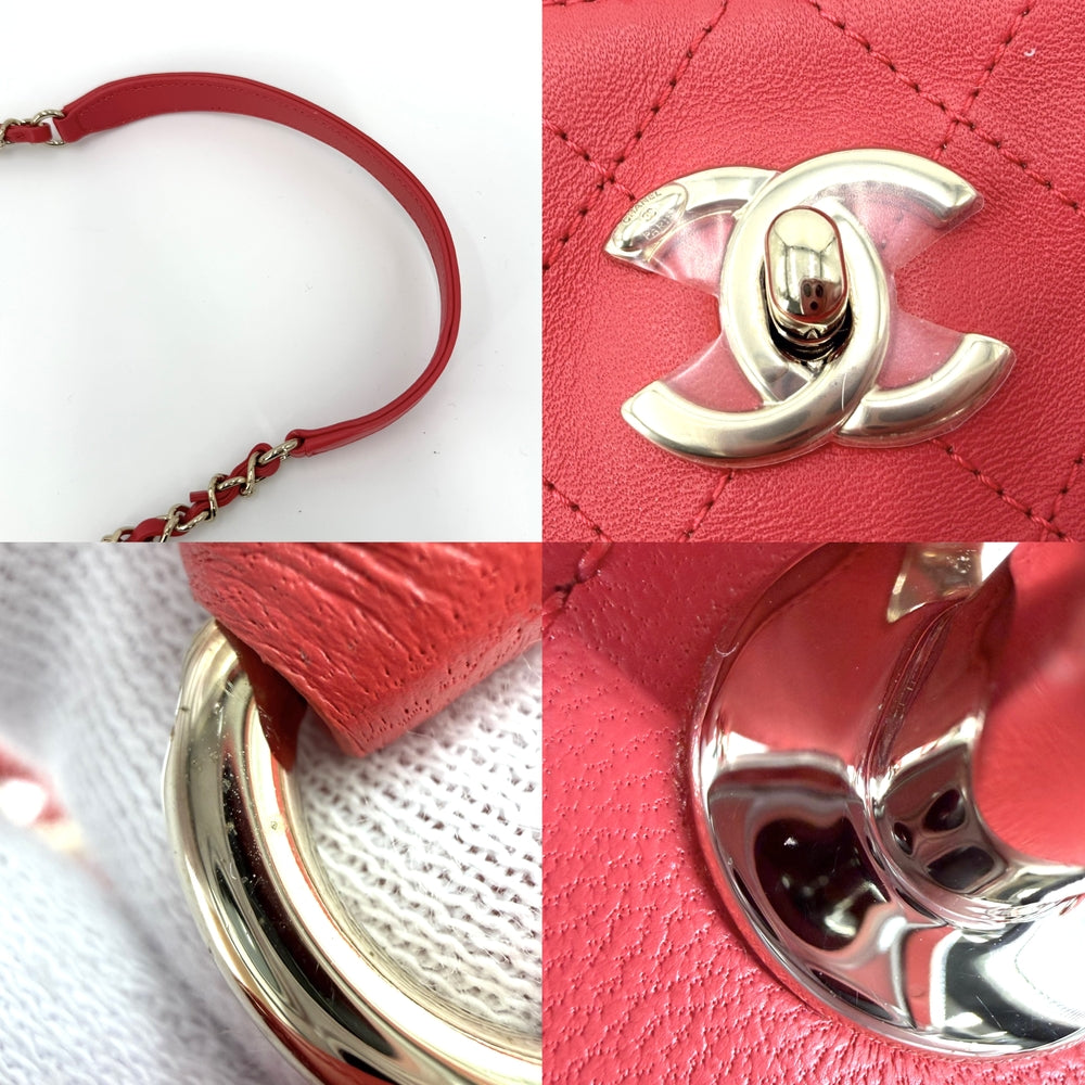 CHANEL シャネル 2WAY マトラッセ ハンドバッグ チェーンショルダーバッグ ココマーク レザー レッド系 ゴールド金具 レディース【中古品】