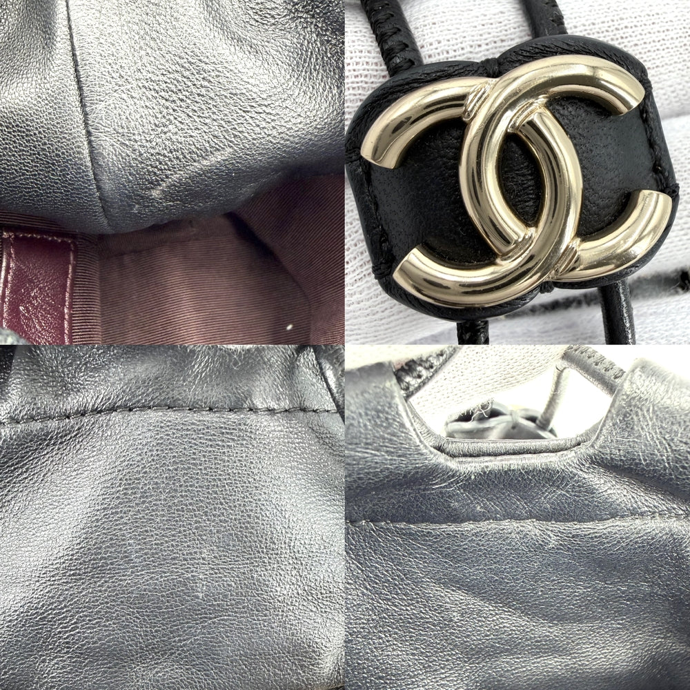 CHANEL シャネル ショルダーバッグ チェーン バケットバッグ ラムスキン ブラック 黒 ゴールド金具 レディース【中古品】